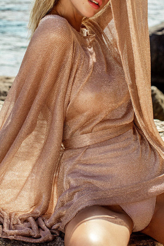 Stretch Mesh Long Beach Cover Up