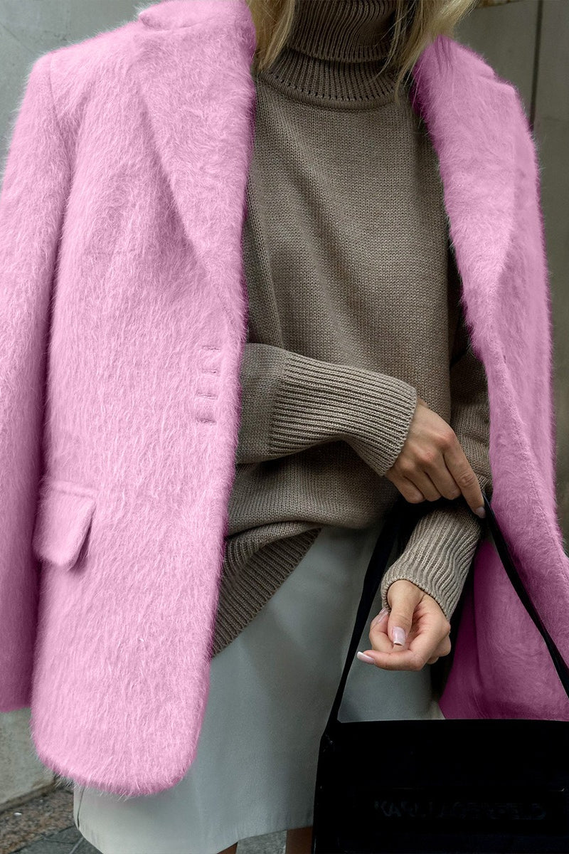 Long Sleeve Faux Fur Blazer