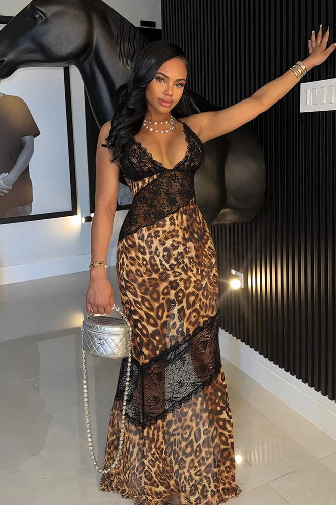 Weird Puss Mesh Patchwork Maxi Dress - View 2