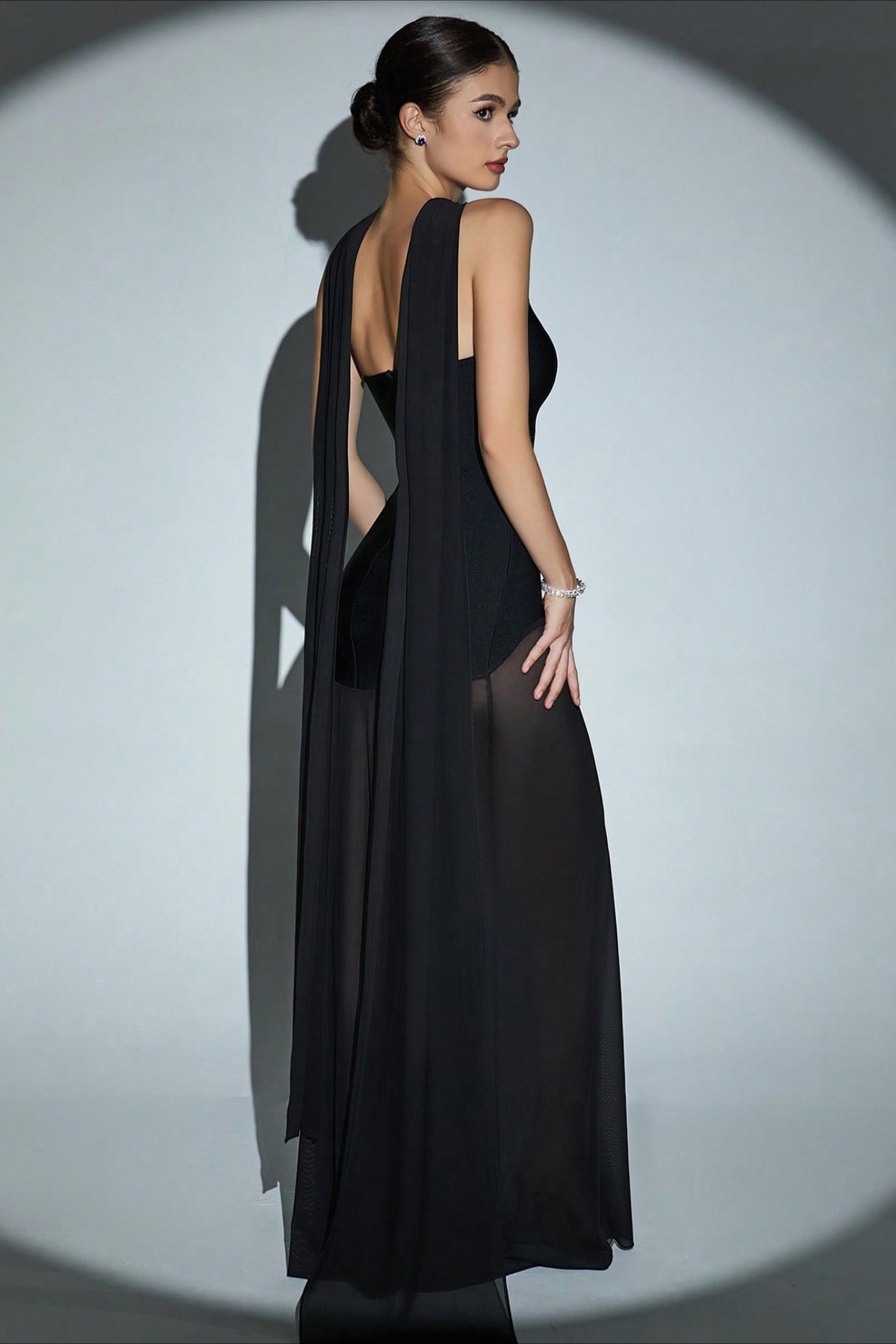 Strapless Sweetheart Scarf Bodycon Mermaid Gown - View 5