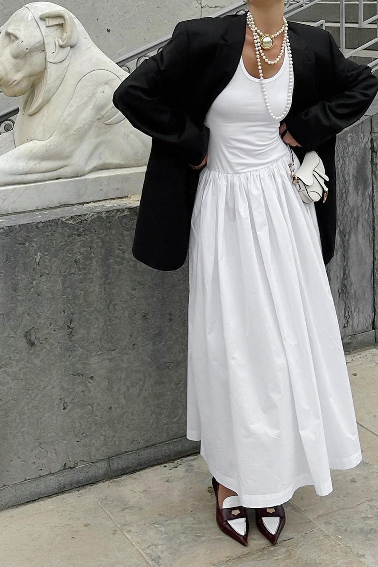 Scoop Neck Sleeveless Dropped Waist Maxi Dress