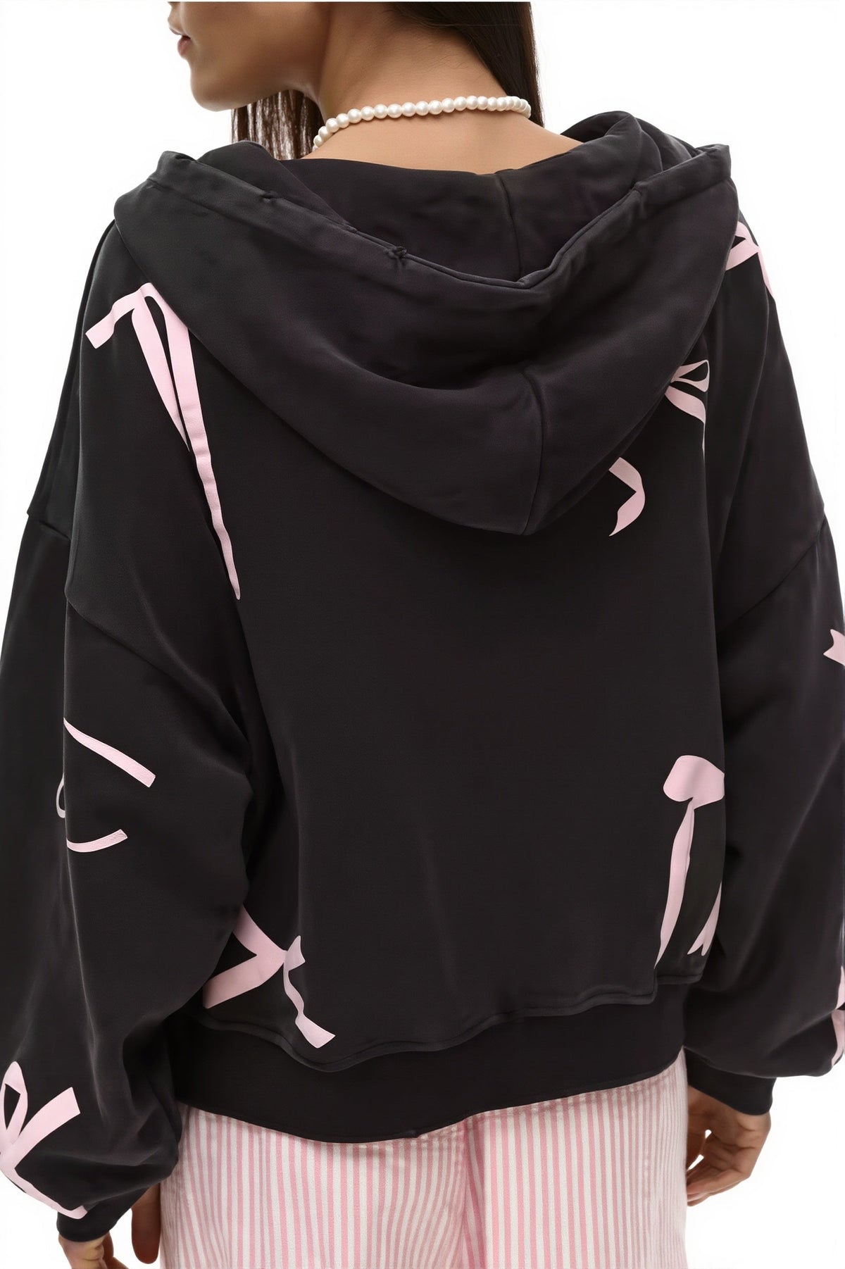 Bow Print Zip Cardigan Hoodie 4