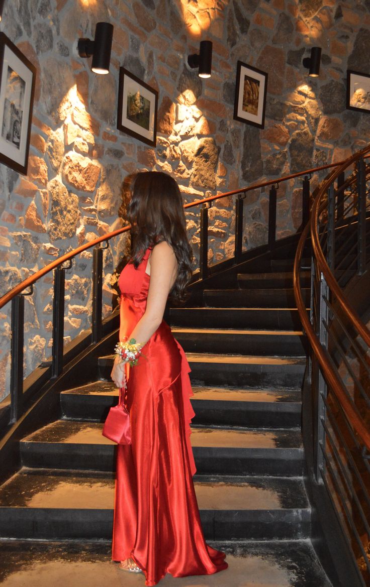 V Neck Red Prom Dress Formal Graduation Party Dress - Fashionpara