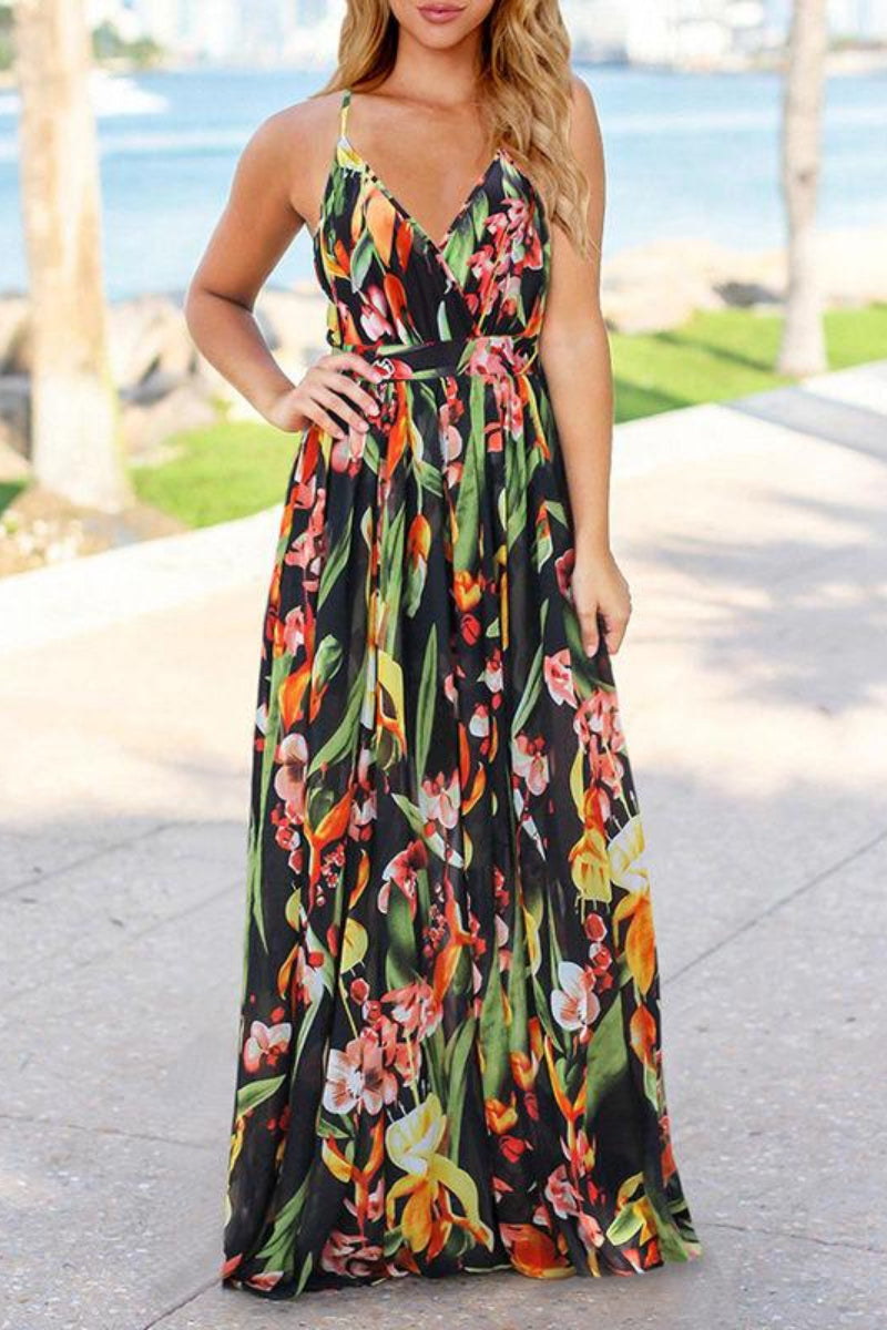 V Neck Women Bohemian Maxi Dress - Fashionpara