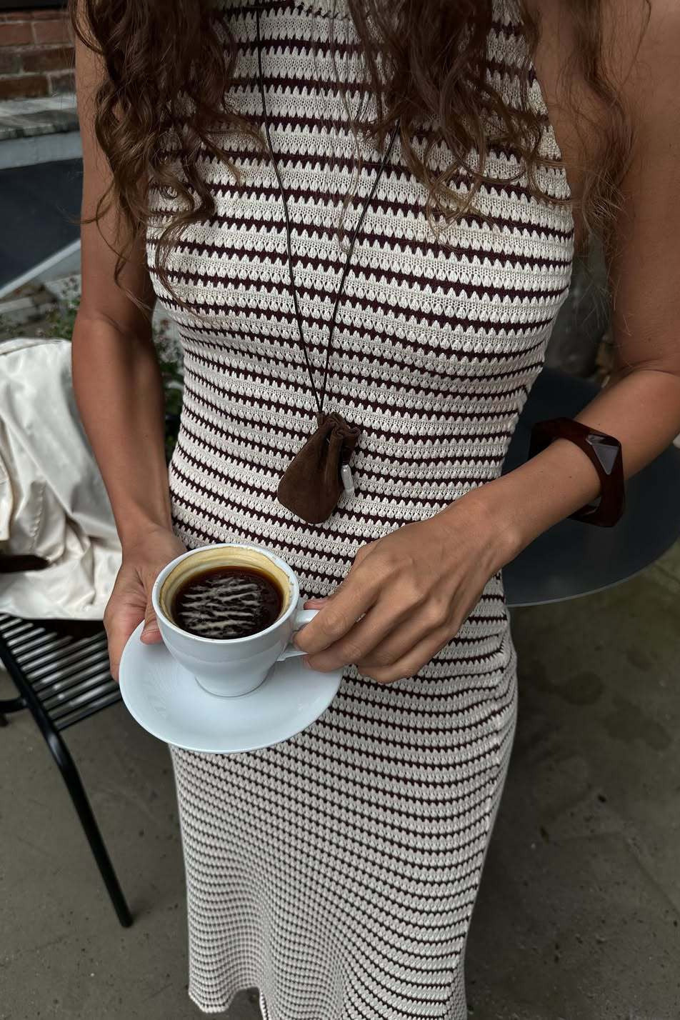 Stripe Color Block Knit Cami Loose Straight Maxi Dress