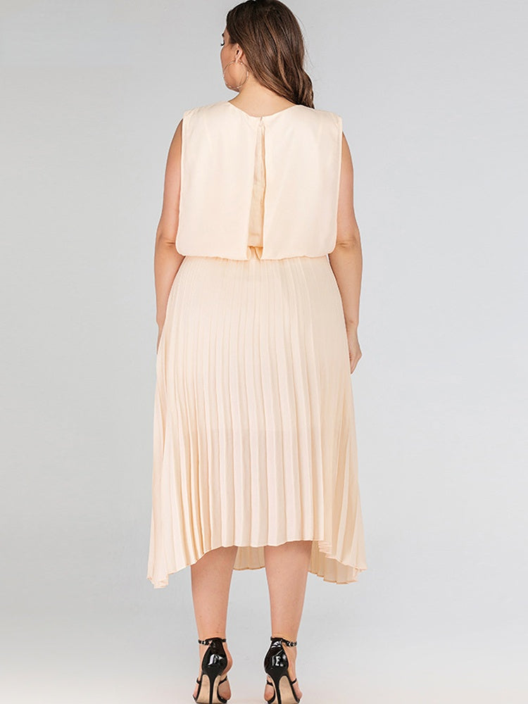 Round Neck Bow Loose Pleated Casual Dresses 4