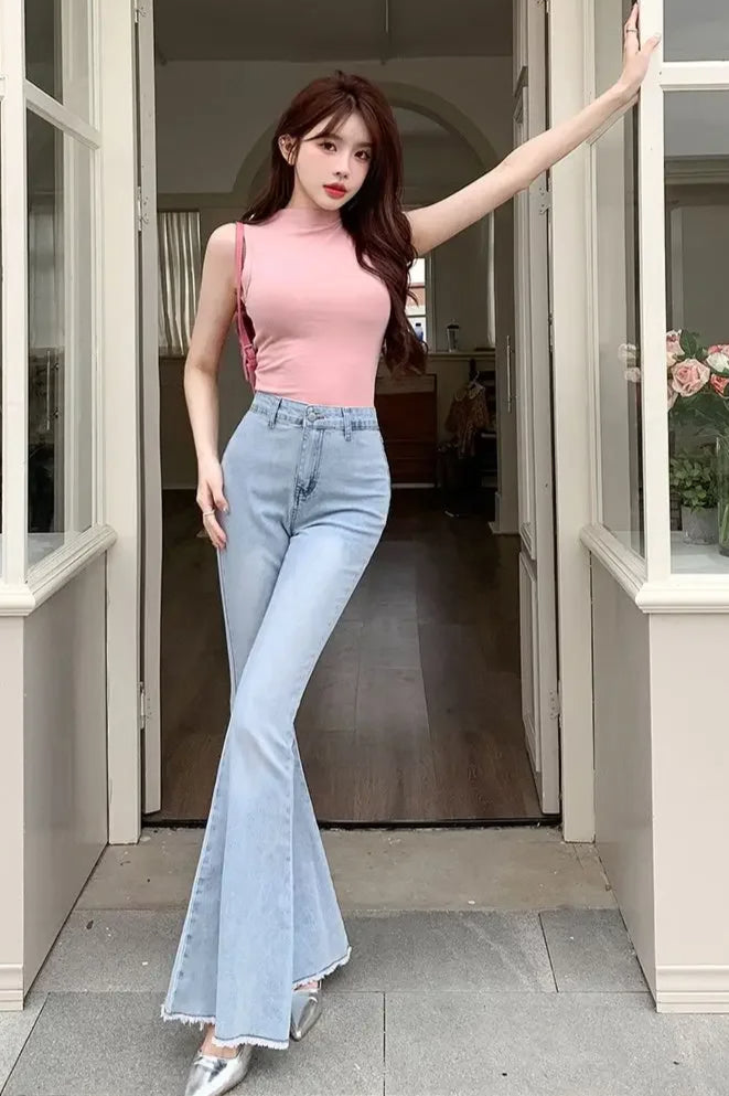 High Waist Butterfly Knot Flare Jeans