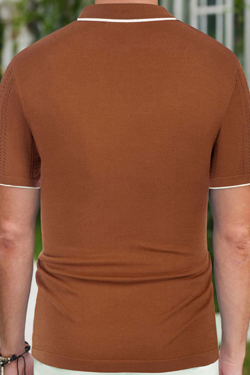 Uniqshe Men's Casual Short Sleeve Polo Cardigan for Summer