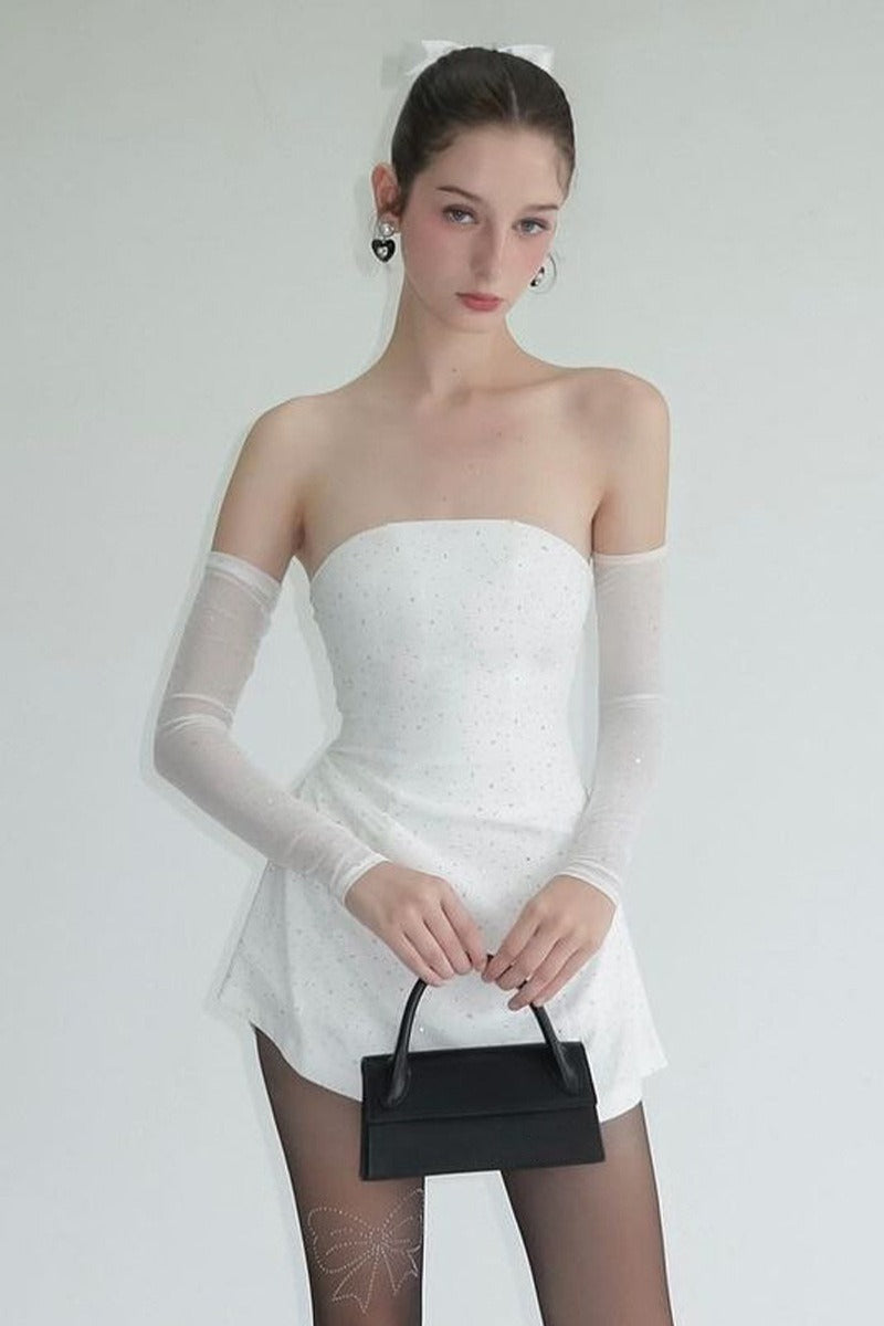 Stretch Shiny Off-Shoulder Birthday Dress
