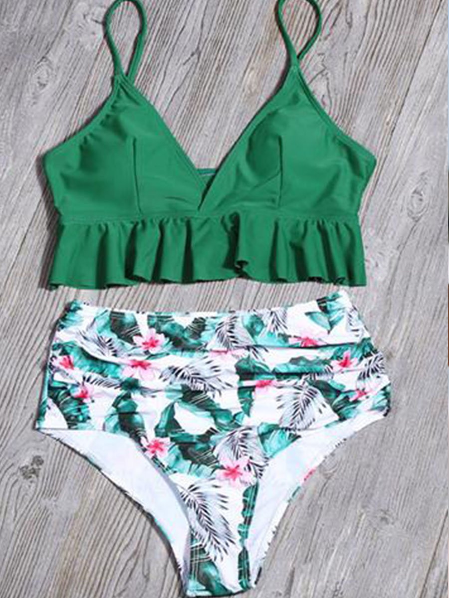 Floral Printed Two Pieces Swimsuit - Fashionpara
