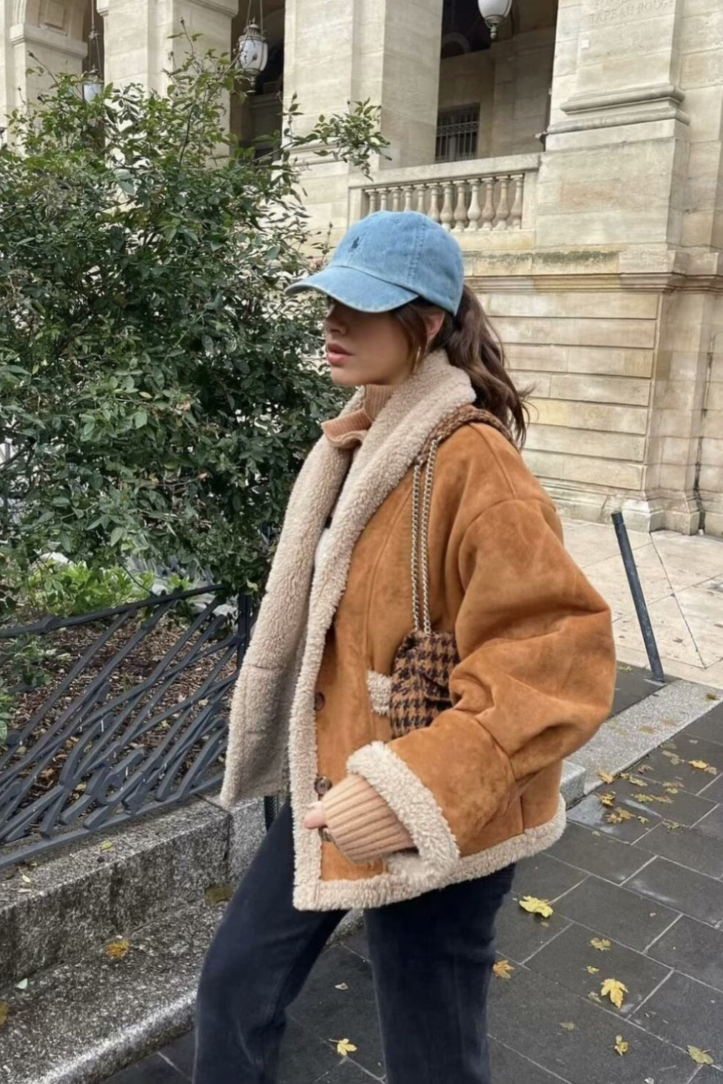 Vintage Wool Blend Shearling Collar Coat - Fashionpara