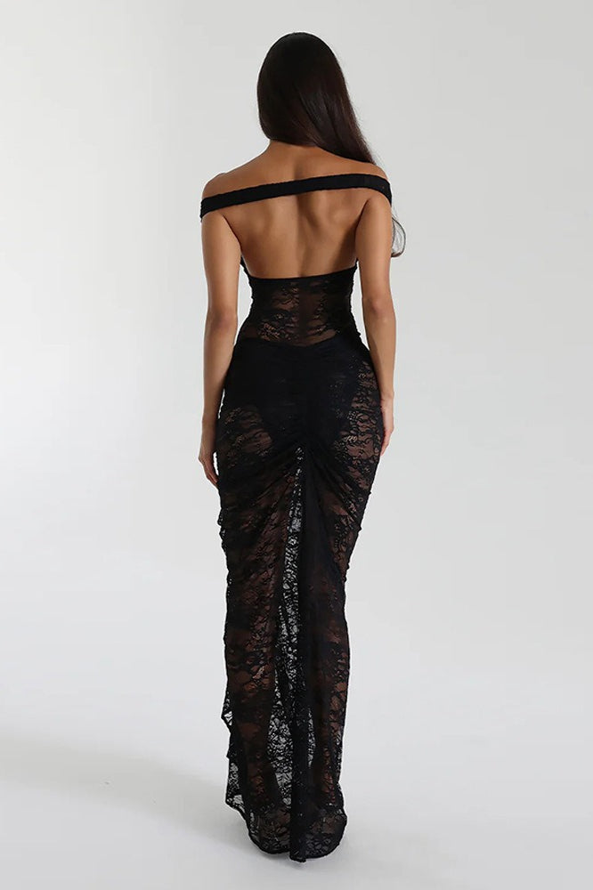Lace Off Shoulder Sweetheart Cutout Mermaid Gown