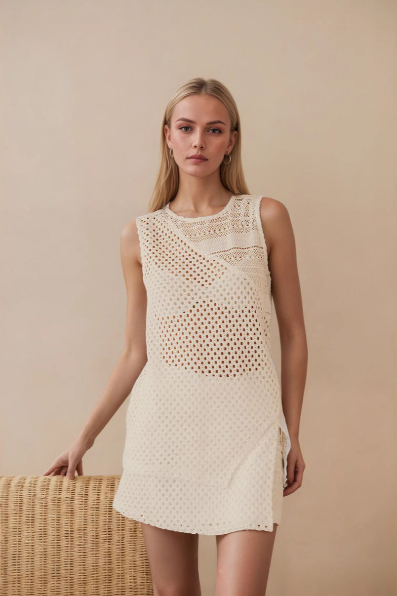 Hollow Out Knit Vacation Cover Up