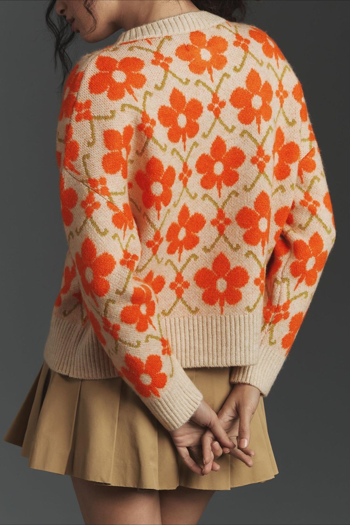 Floral Jacquard Long Sleeve Knit Cardigan 3