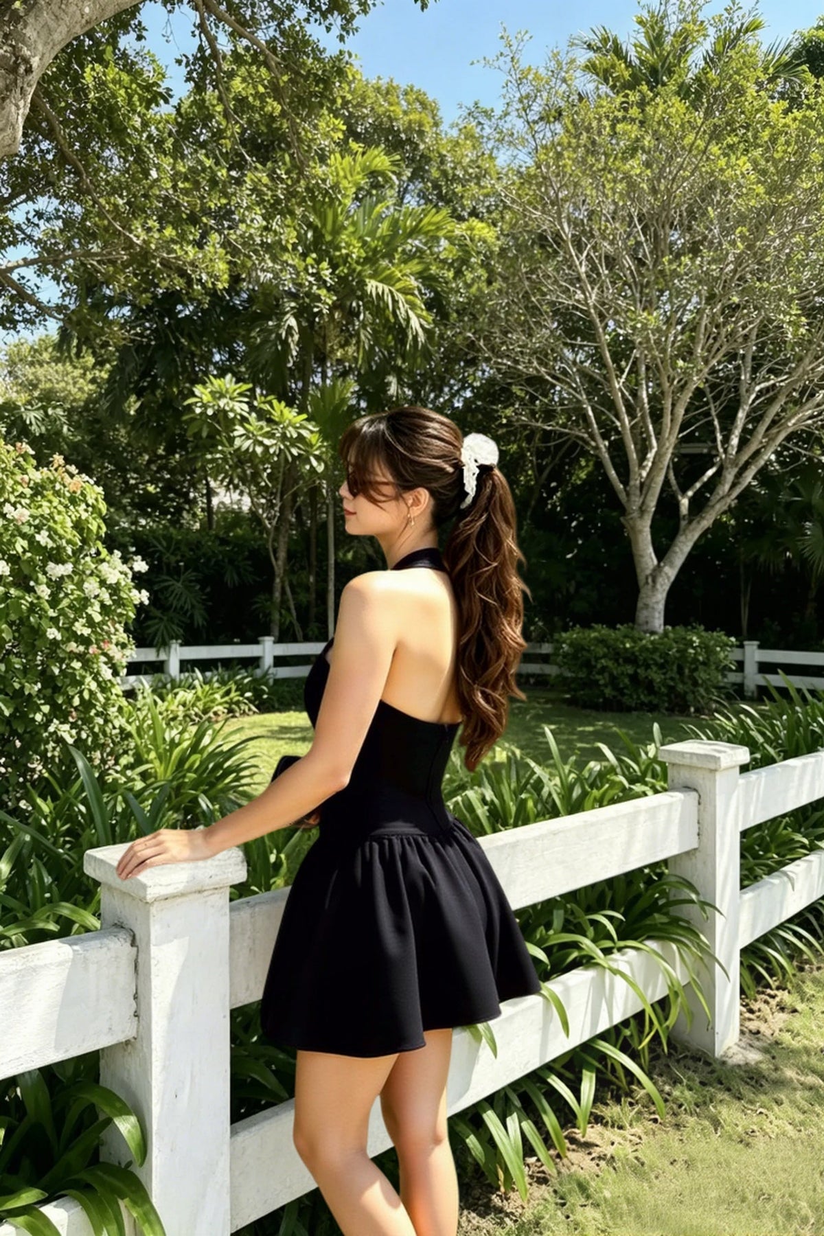 Low-Back Ruffle Mini Party Dress