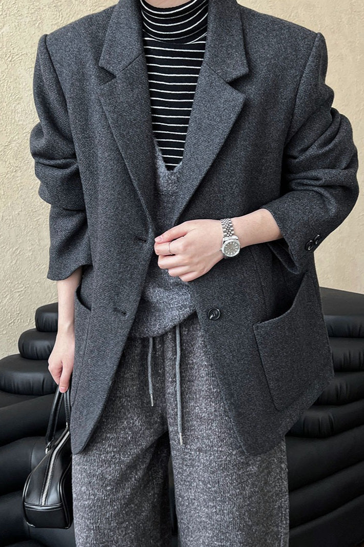 Wool Blend Relaxed Fit Blazer 7