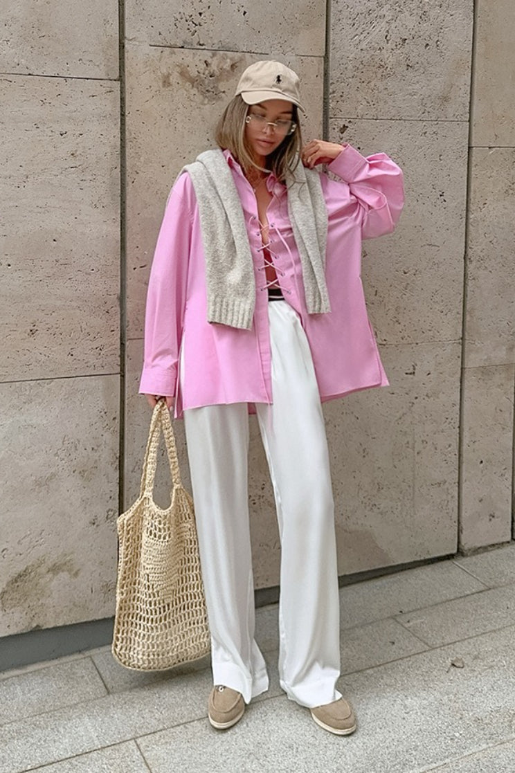 Versatile Collared Tie Blouse