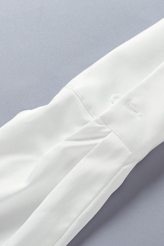 White Backless Tie Waist Blouse