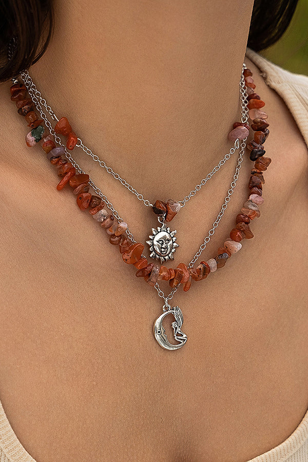 Ethnic Style Stacked Gravel Beaded Necklace - Fashionpara