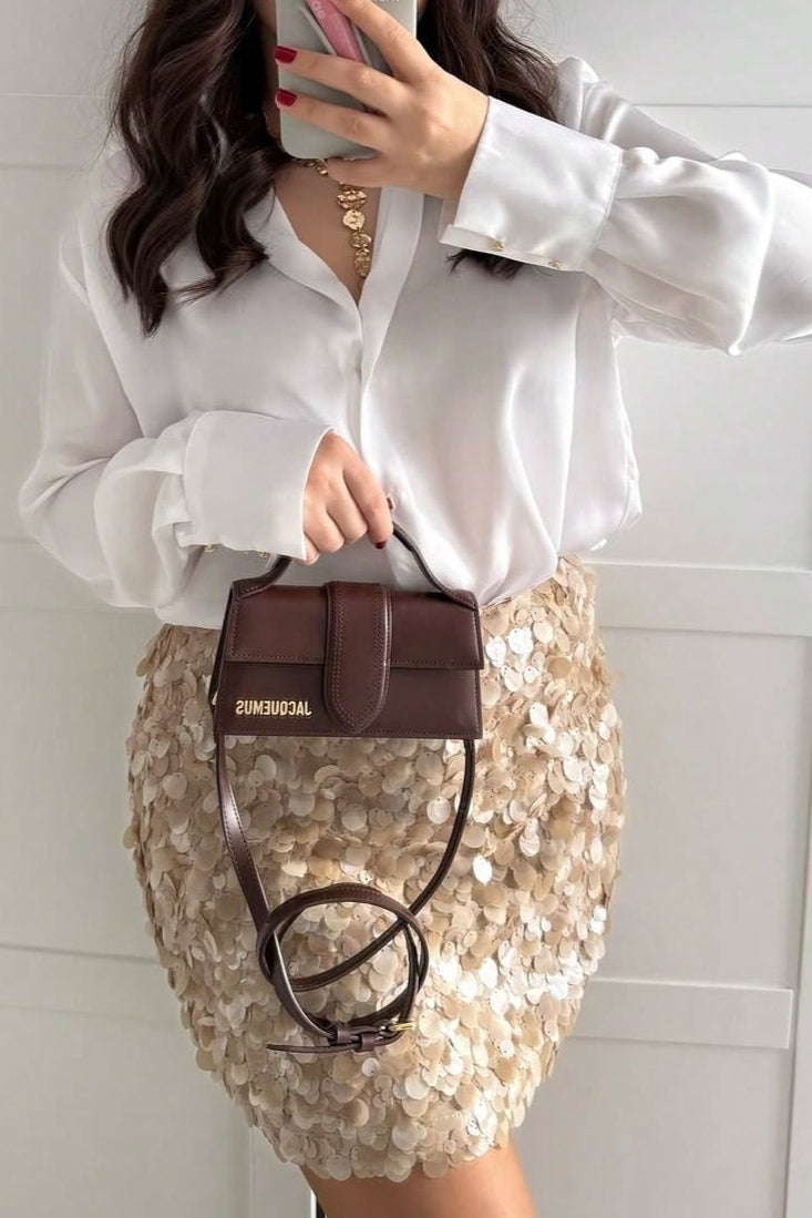 Chic Sequin Slip Mini Skirt