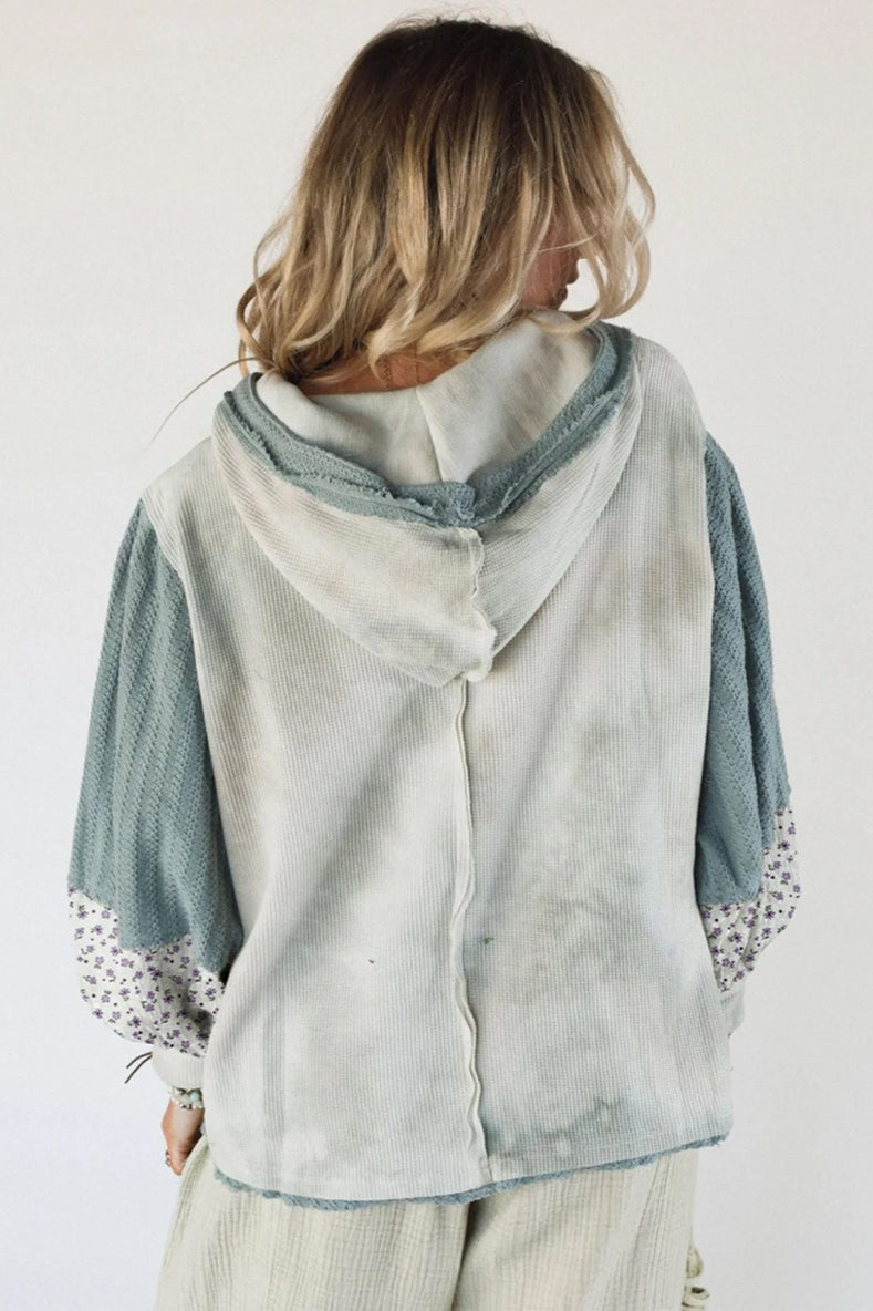 Floral Patchwork Knit Hoodie