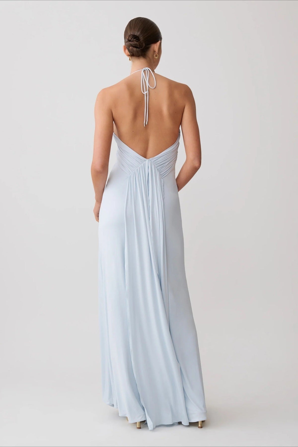 Satin Halter Neck Keyhole Mermaid Maxi Gown 5
