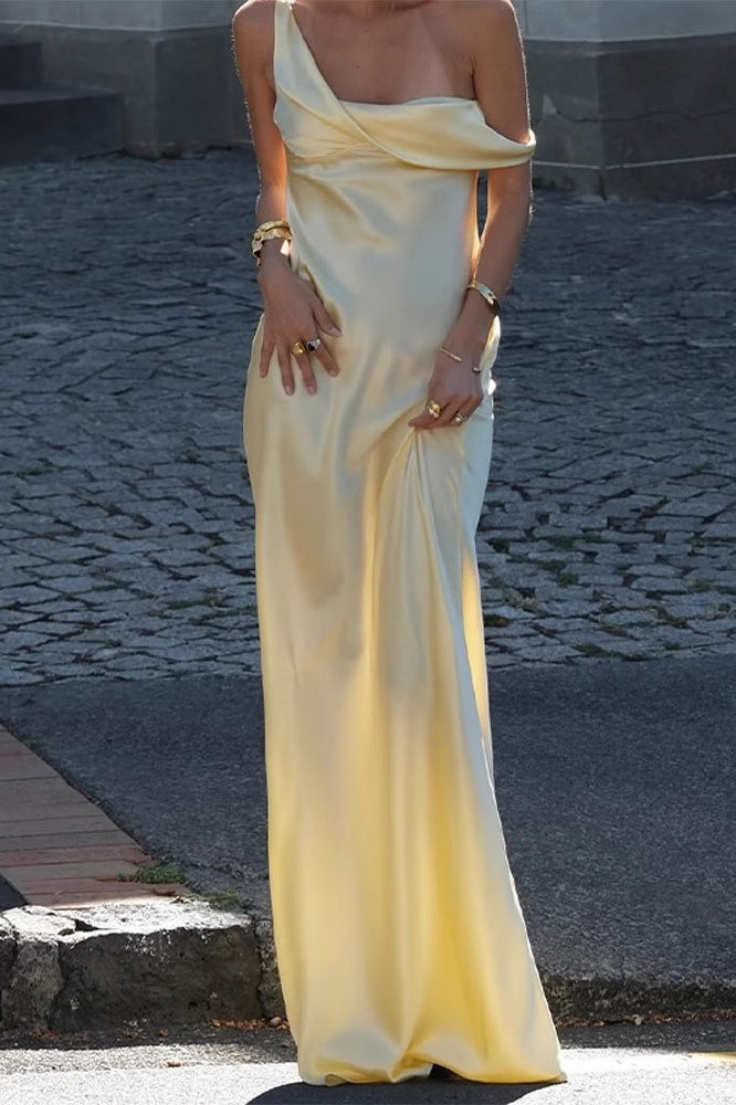 Asymmetrical Shoulder Backless Strapless Formal Dress - View 2