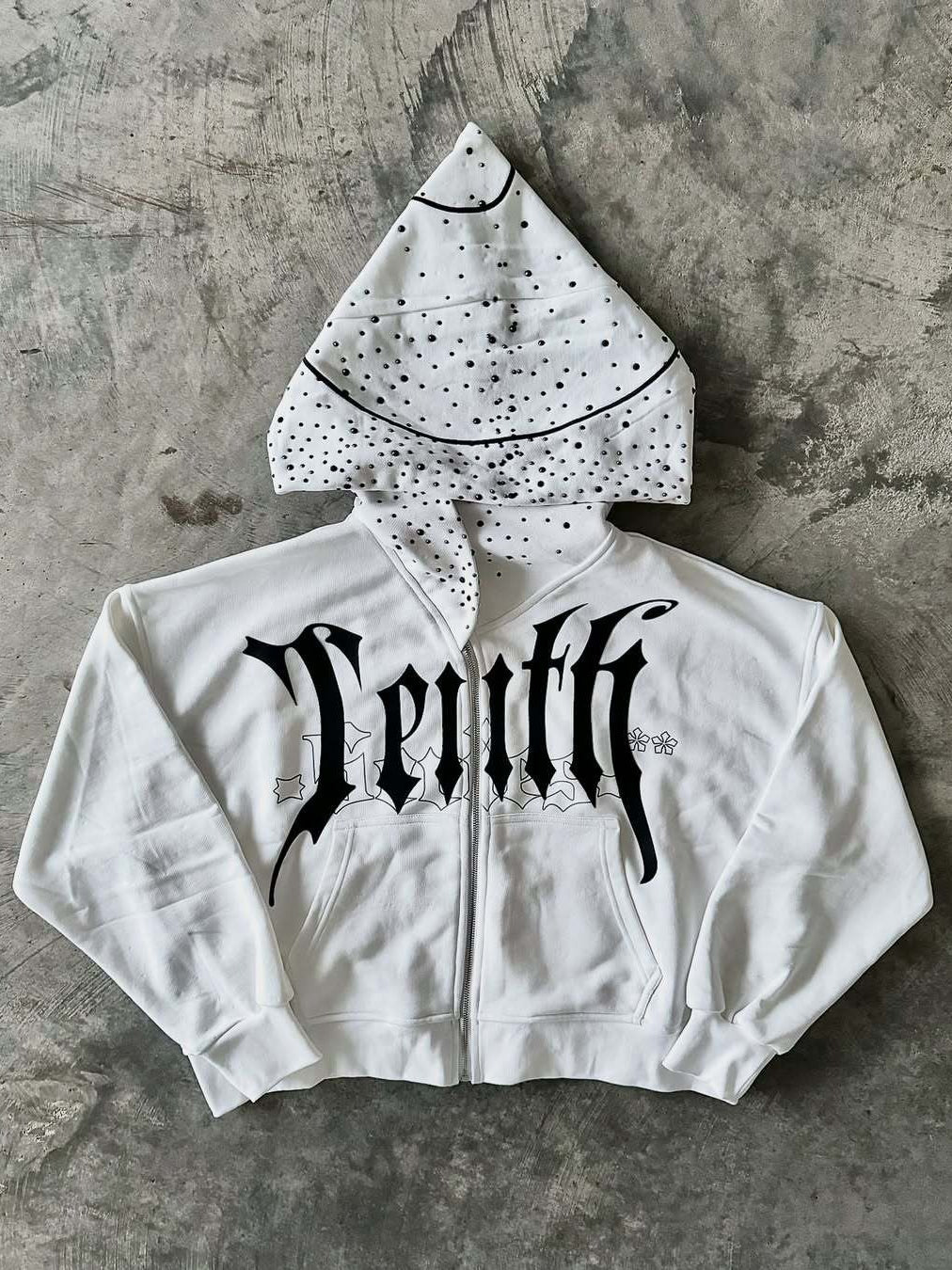 Unique Print Asymmetric Zip Hoodie