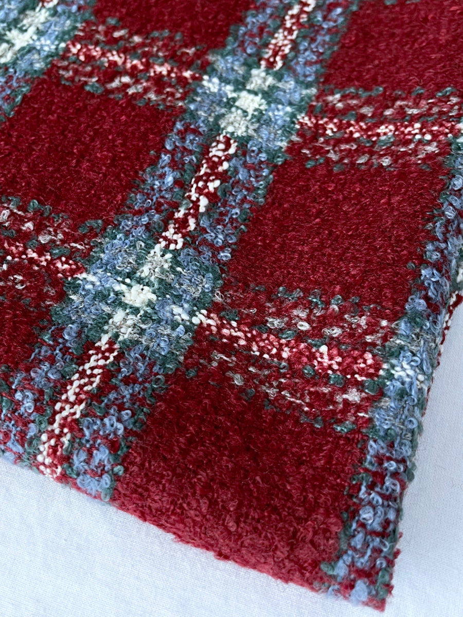 Retro Contrast Plaid Wool Double-breasted Coat