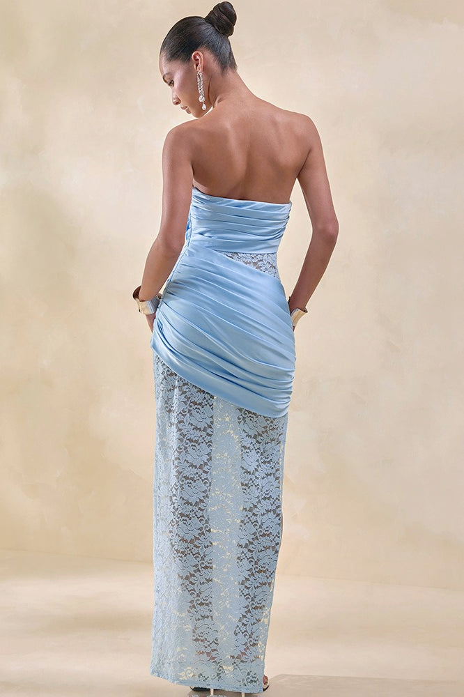 Backless Lace Sheer Mesh Maxi Dress