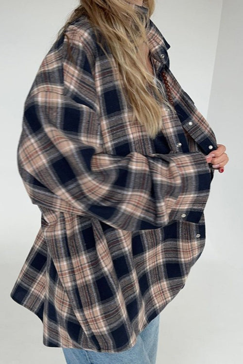 Boyfriend Style Plaid Shirt Blouse