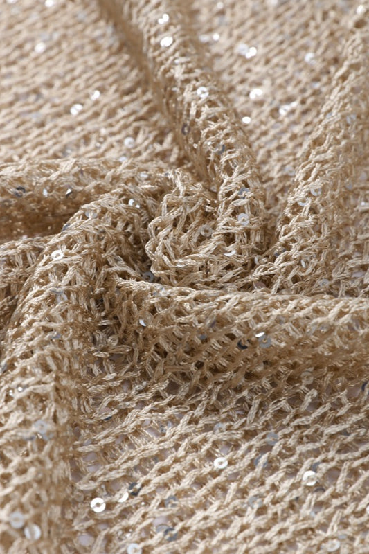 PrincessAce Hollow Long Sleeve Sequined Knit Sweater