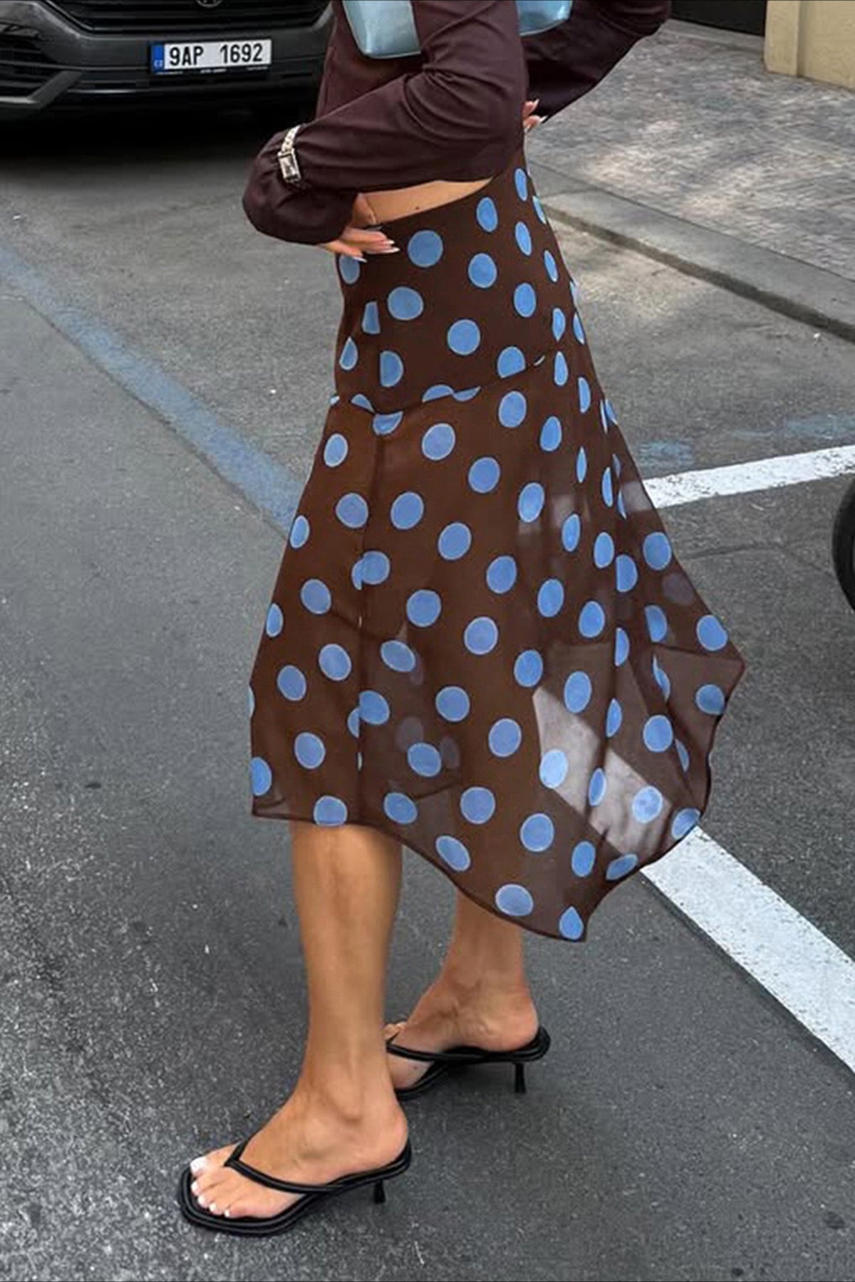 Sheer Polka Dot Ruffled Mesh Skirt - Fashionpara