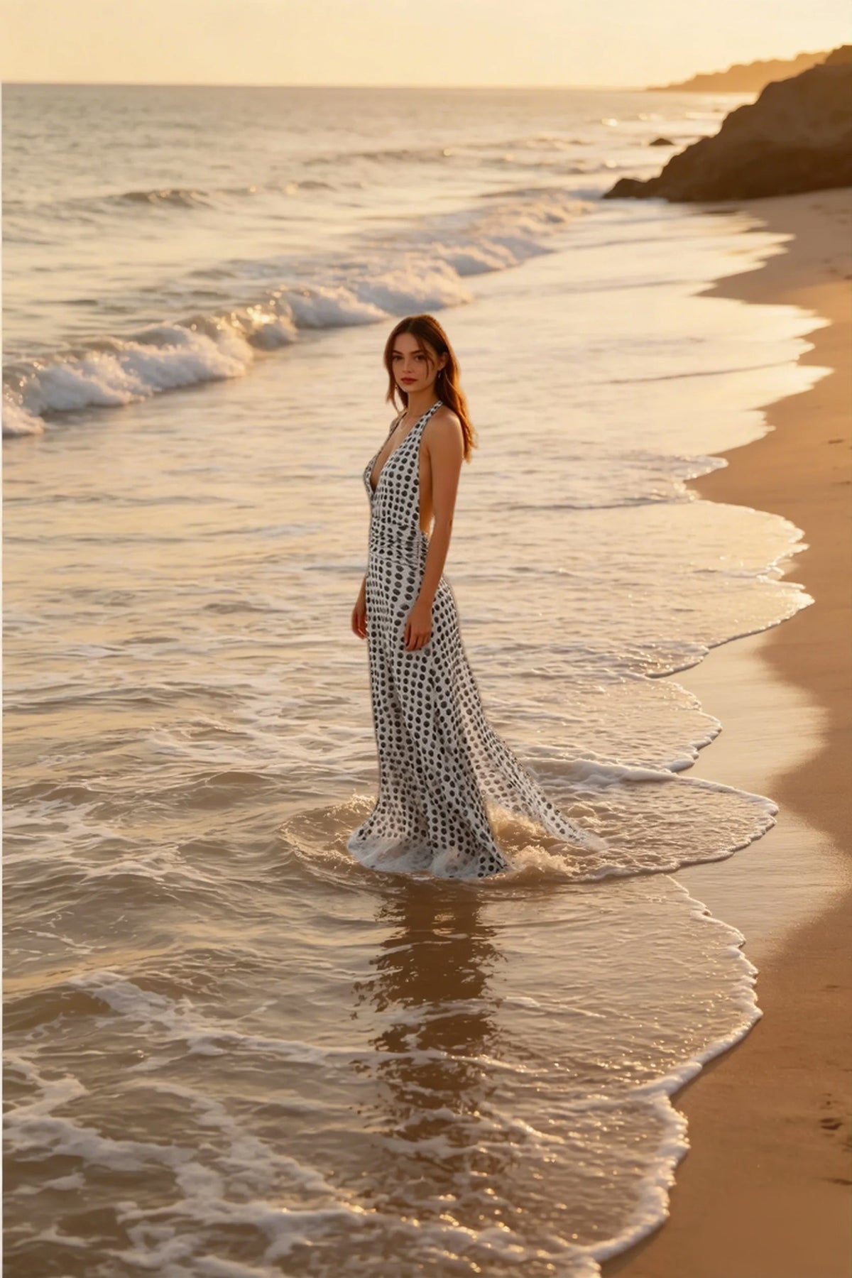 Backless Halter-Neck Bodycon Floral Maxi Dress