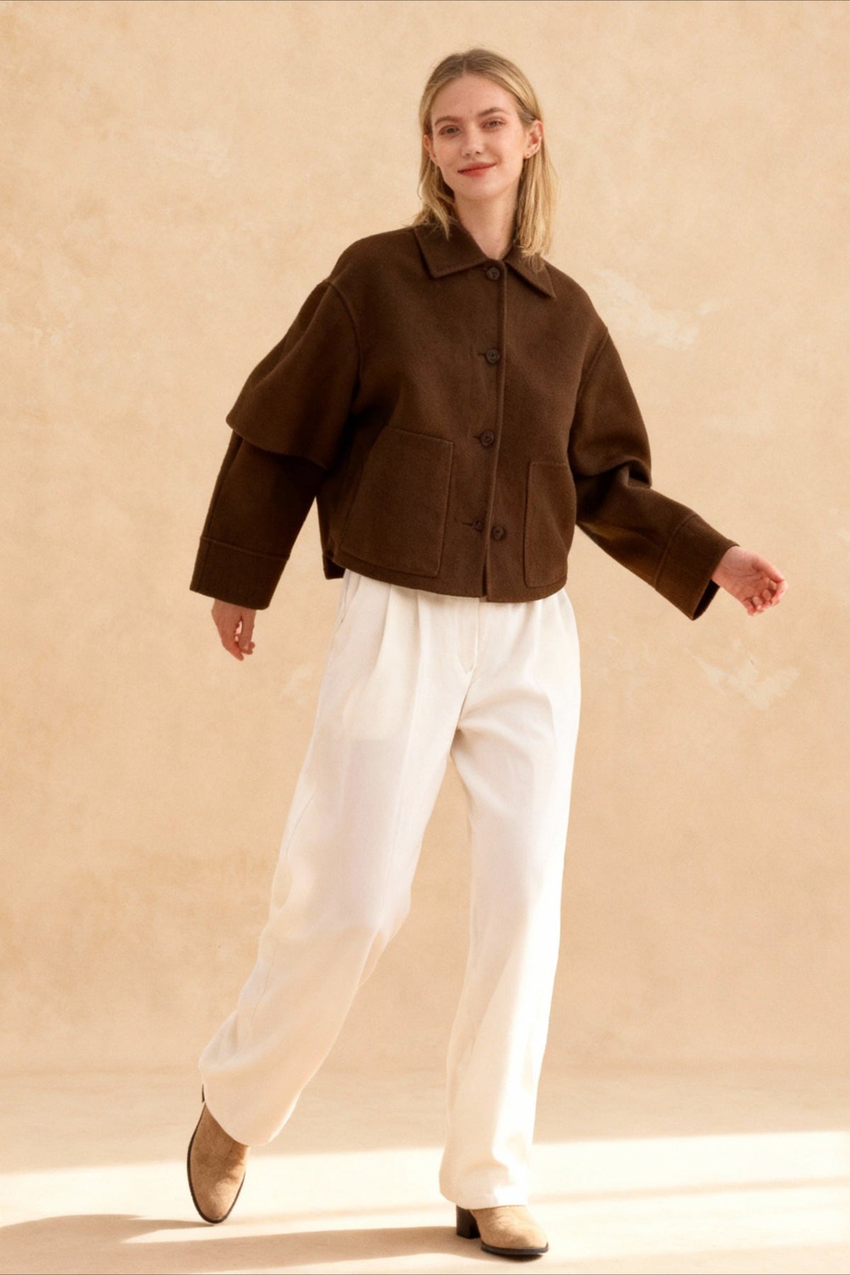 Elegant Casual Stylish Chic Long Sleeves Wool Blends Jacket