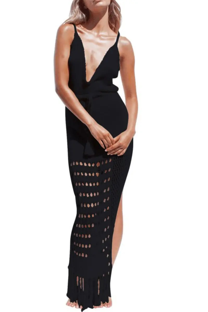Tassel Crochet Spaghetti Cover Up Dress Fashionpara