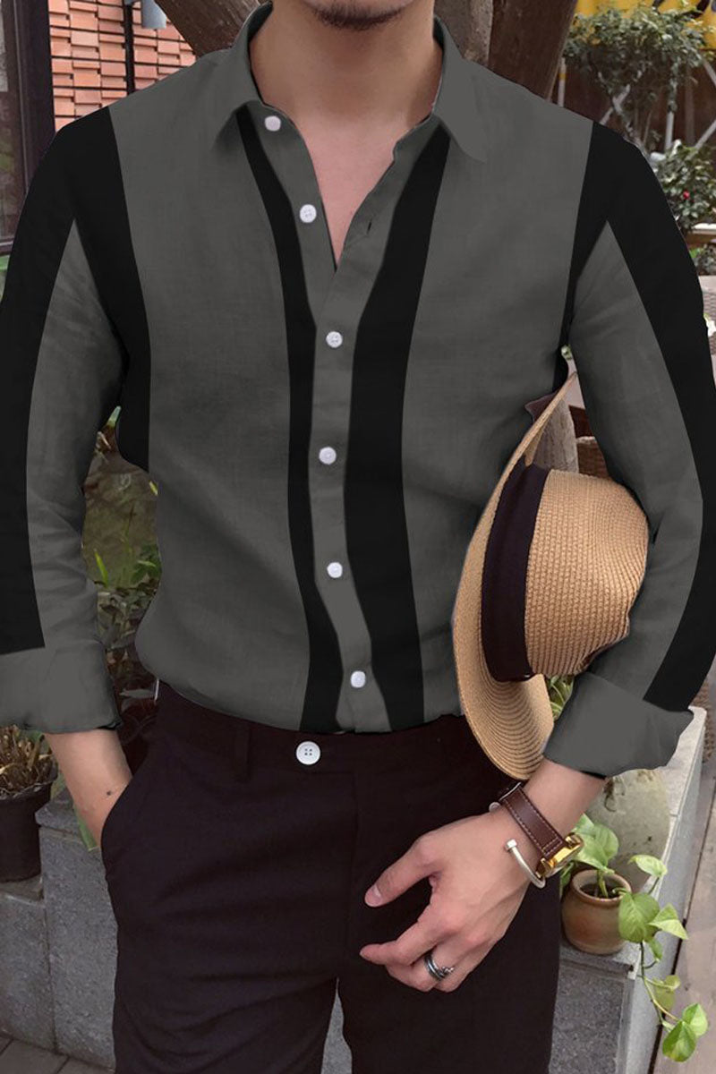 Uniqshe Men's Cotton&Linen Long-Sleeved Fashion Casual Shirt