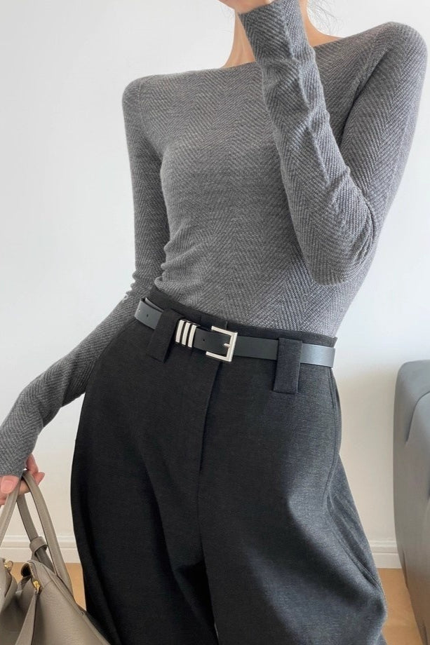 Fine Gauge Wool Ripple Stitch Knit Top 5
