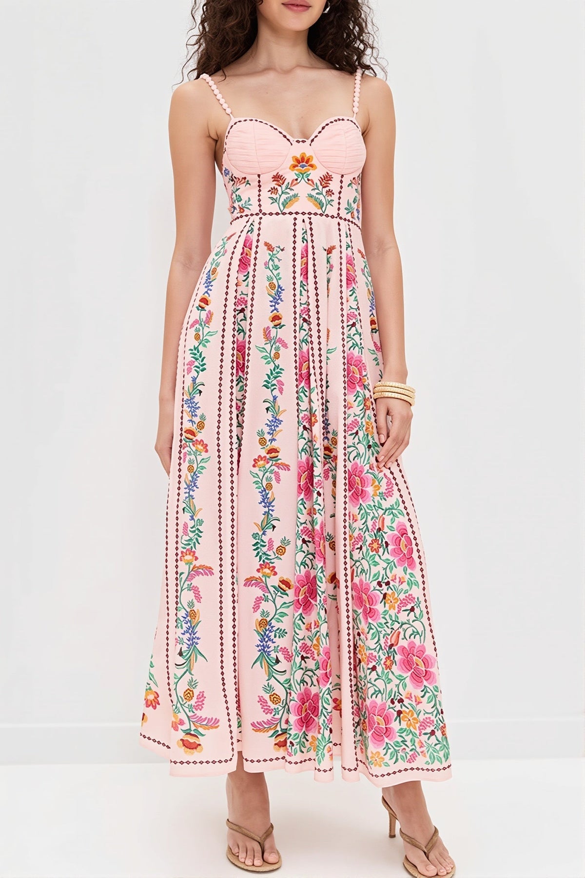Floral Sweetheart Bustier High Split Maxi Dress