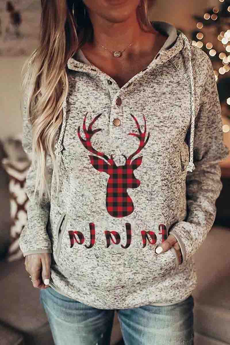 Women's Christmas Printed Long Sleeve Hoodie  Fashionpara