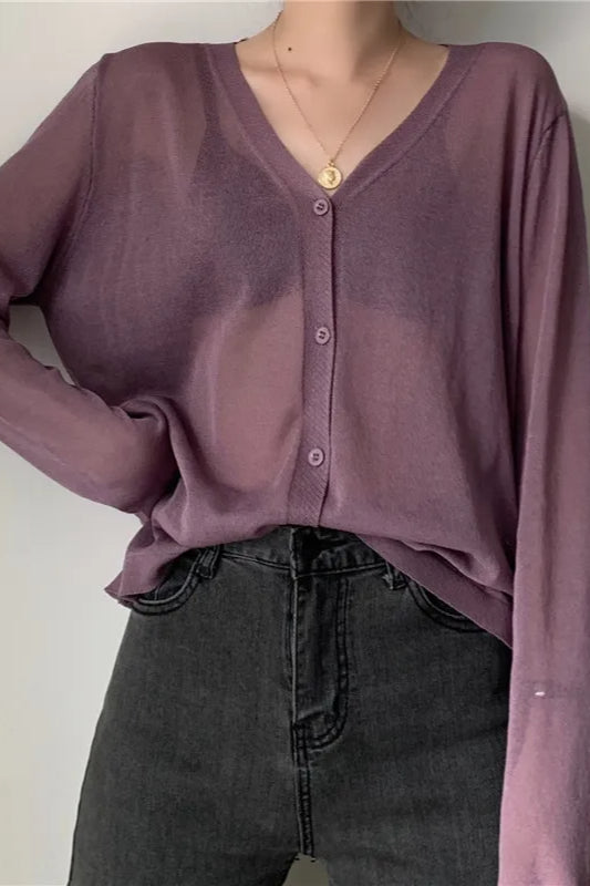 V-Neck Lightweight Knit Cardigan 17