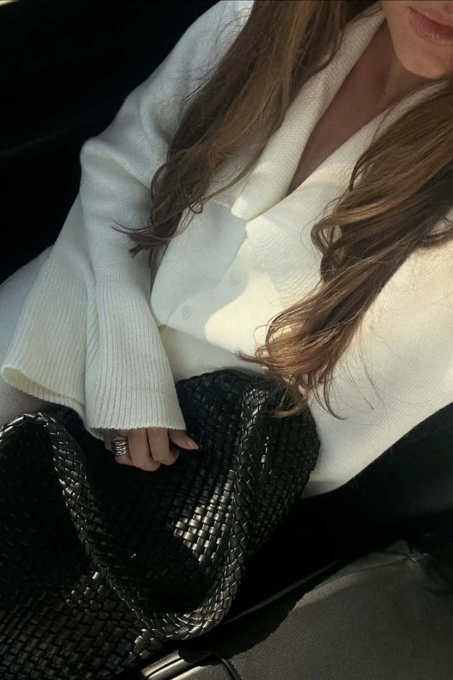 Elegant Pink Bell-Sleeve Cardigan and Straight Skirt Set