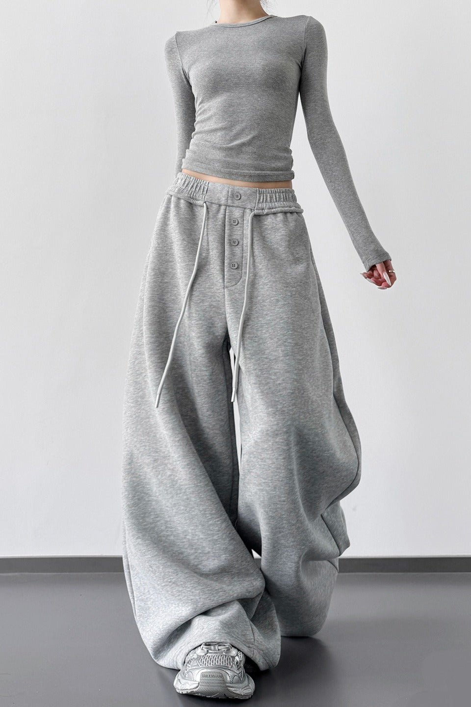Sporty Wide Leg Casual Elastic Waist Pants