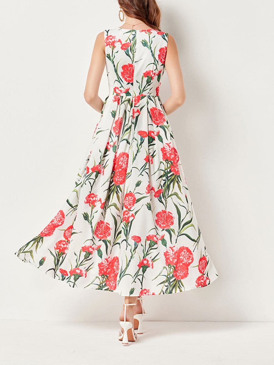 Flower Sleeveless Midi - Fashionpara