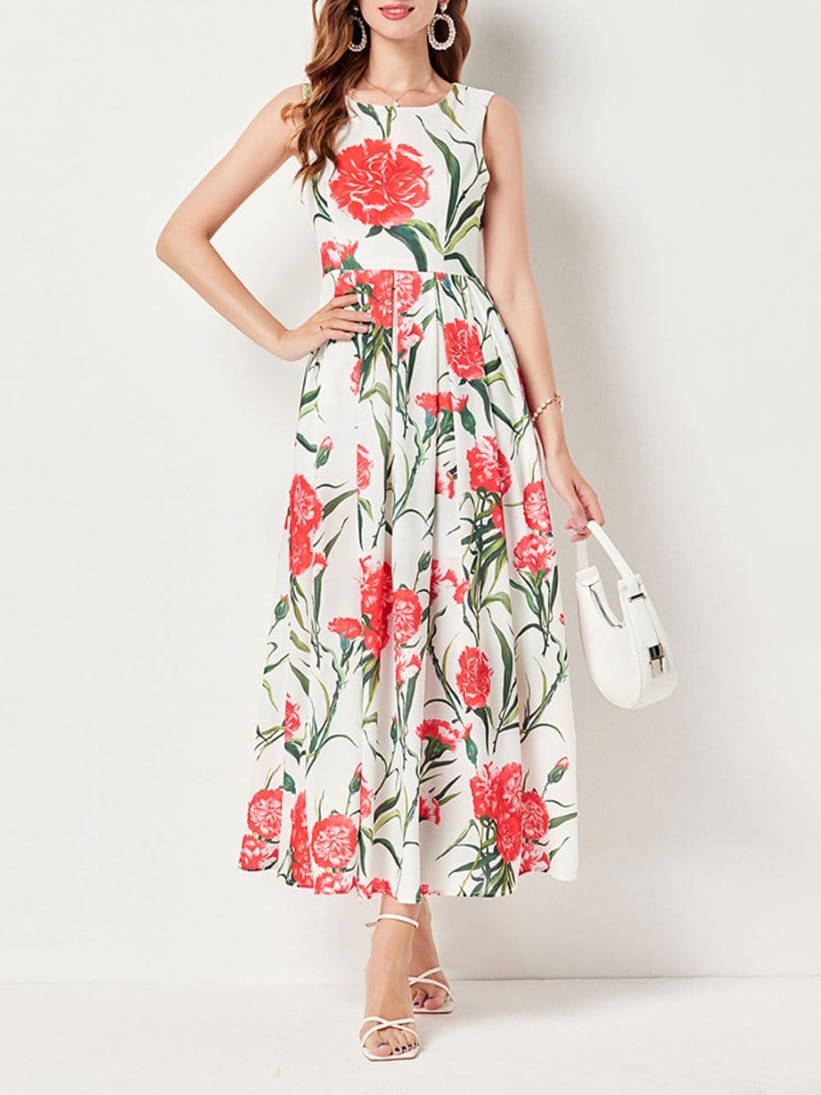 Flower Sleeveless Midi - Fashionpara