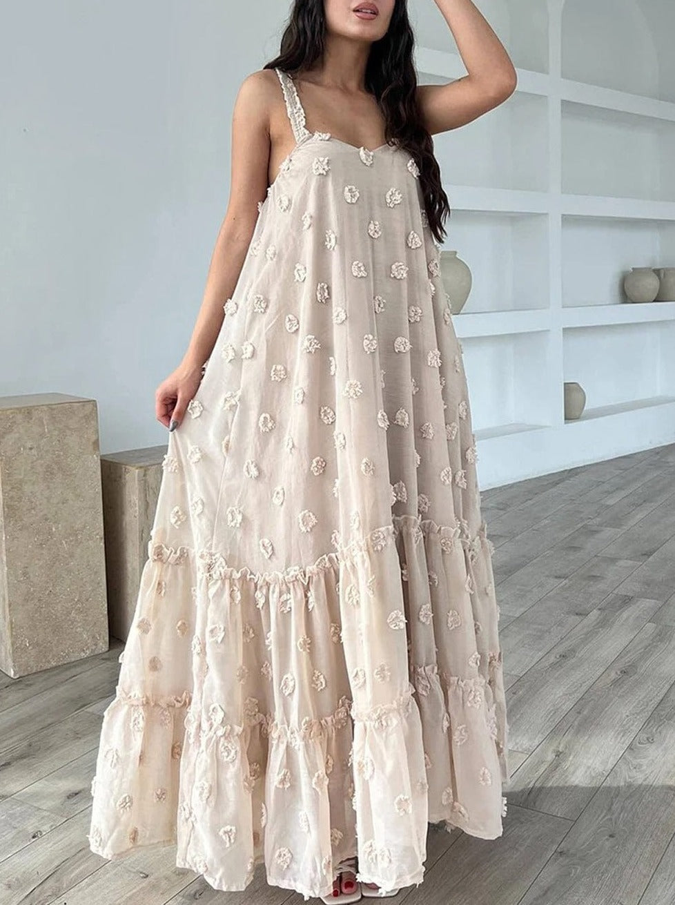 Appliques Sleeveless Maxi - Fashionpara