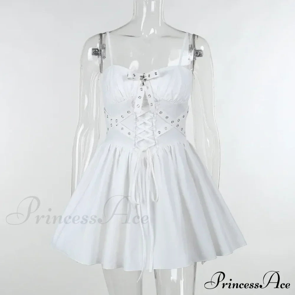 Dark Gothic Spaghetti Strap Elegant Grunge Ruched Bandage Punk Steampunk Dress