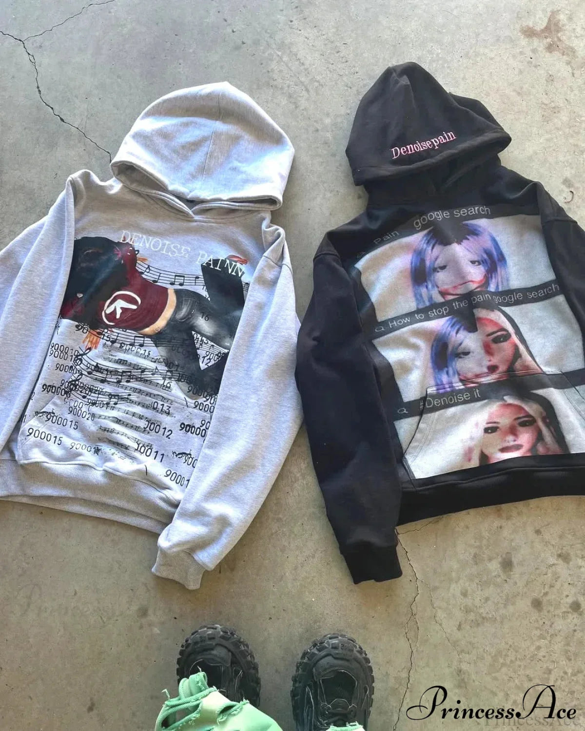 Dark Informal Print Oversized Hoodie