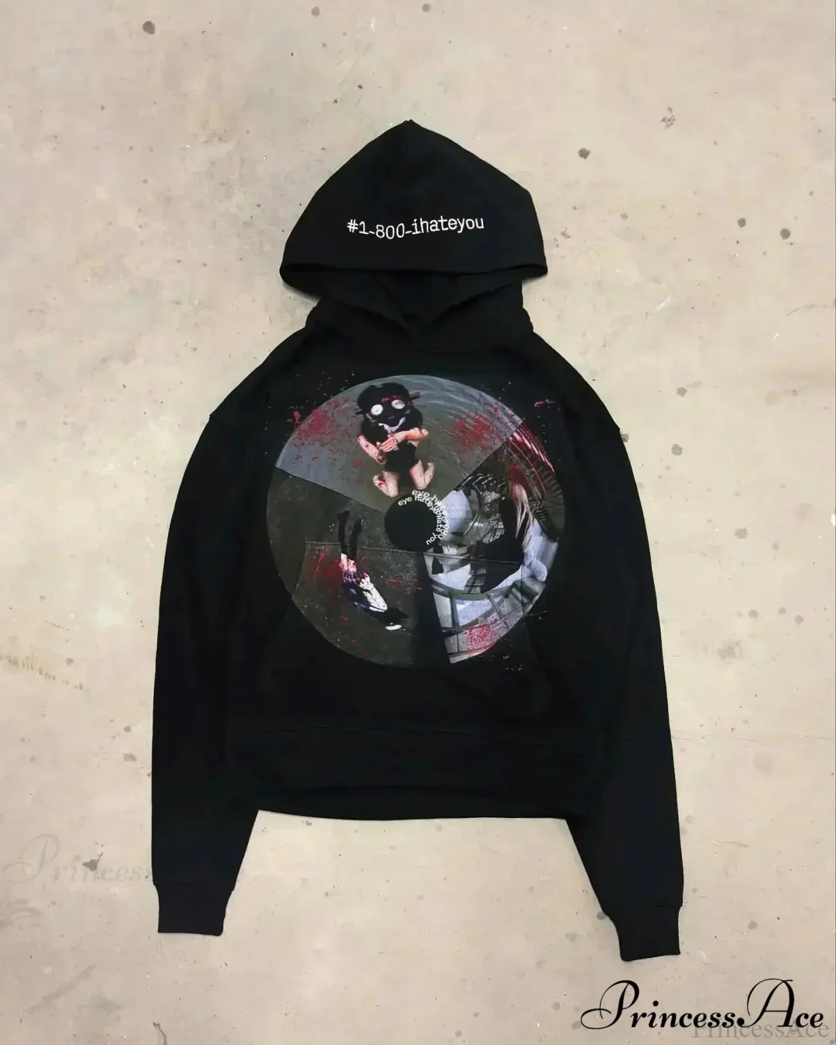 Dark Informal Print Oversized Hoodie Black4 / M