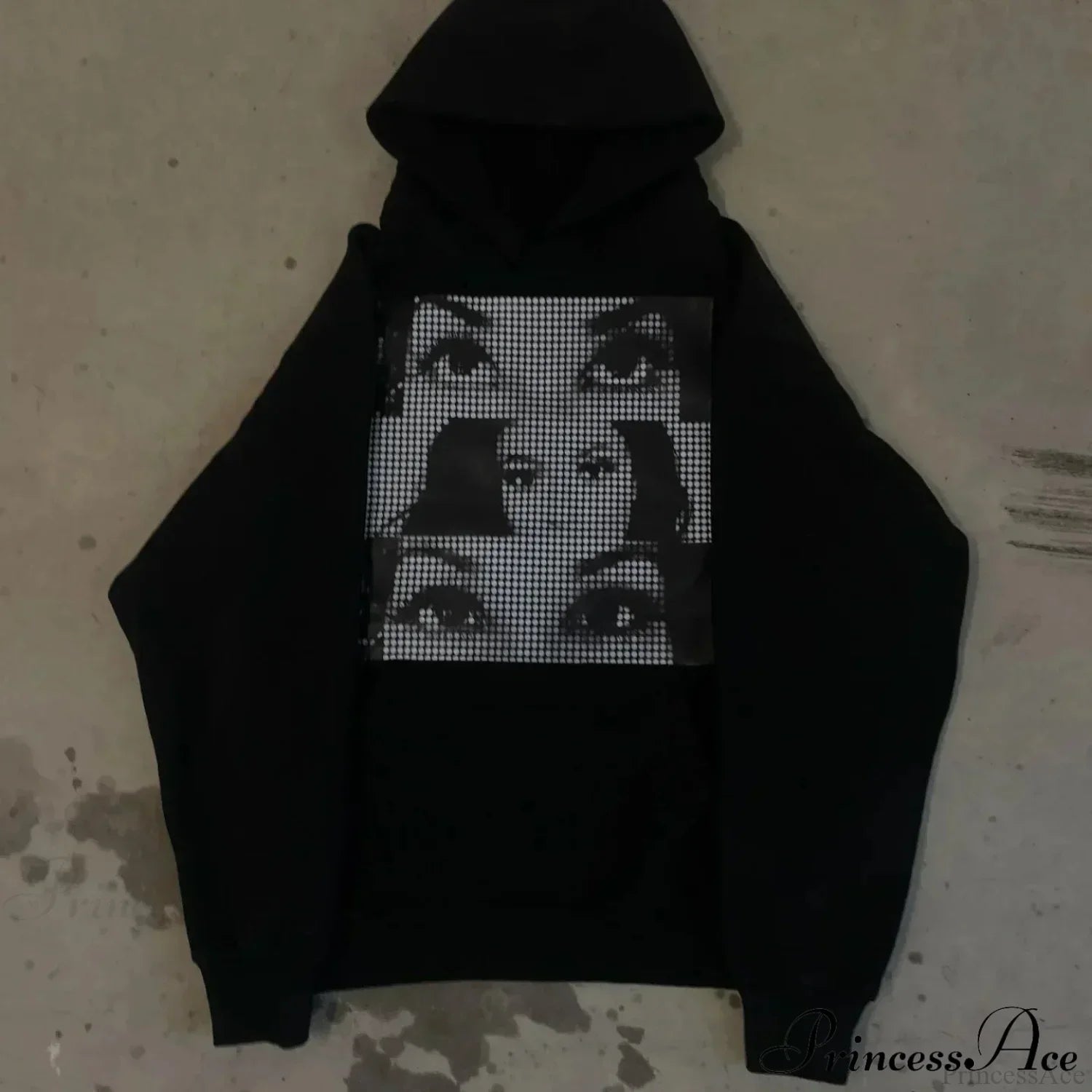 Dark Informal Print Oversized Hoodie Black6 / M